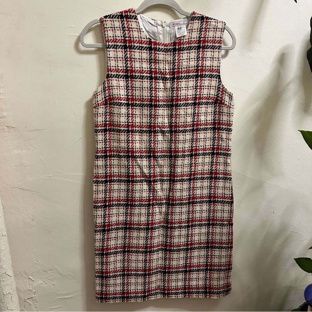 Made in Italy Vintage Kors Michael Kors Plaid Sleeveless 100% Wool Dress 8